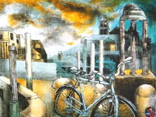 042G - Foro Romano (giallo)  (Foro Romano (yellow) ) - cm. 50x70 - Litografia (Lithography)